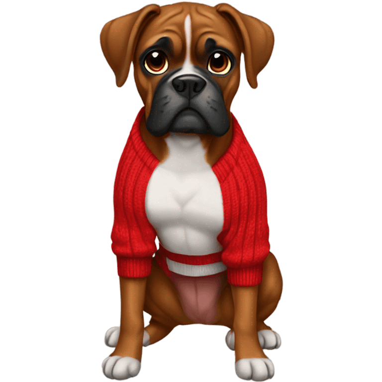 Boxer dog wearing red jumper  emoji