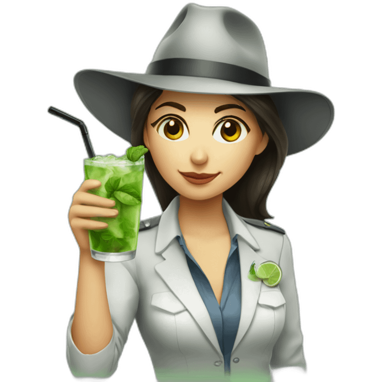 argentine girl investigator drinking mojito emoji