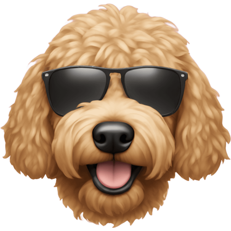 Golden doodle wearing sunglasses emoji