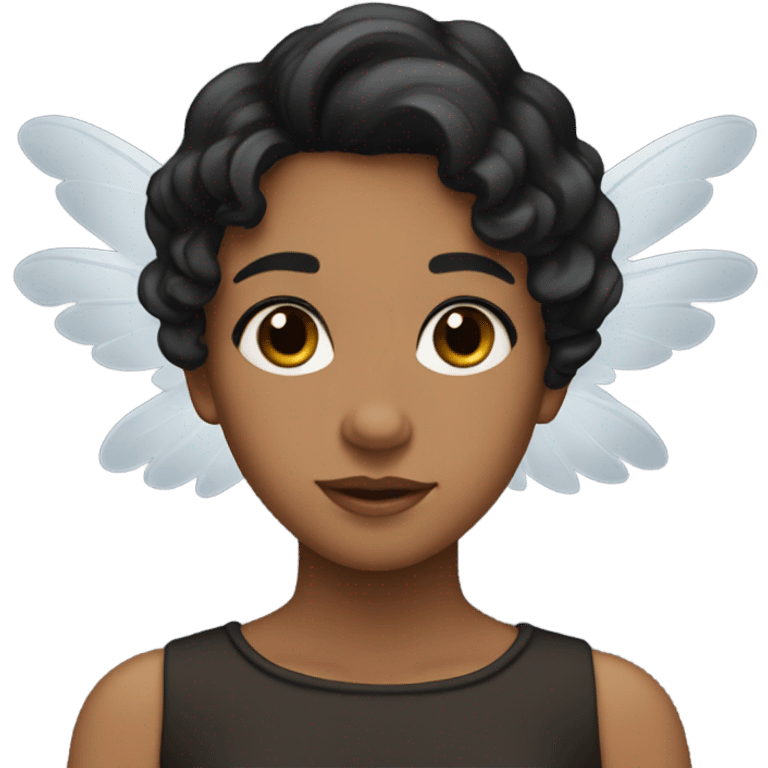 a girl with wavy black hair and wings  emoji