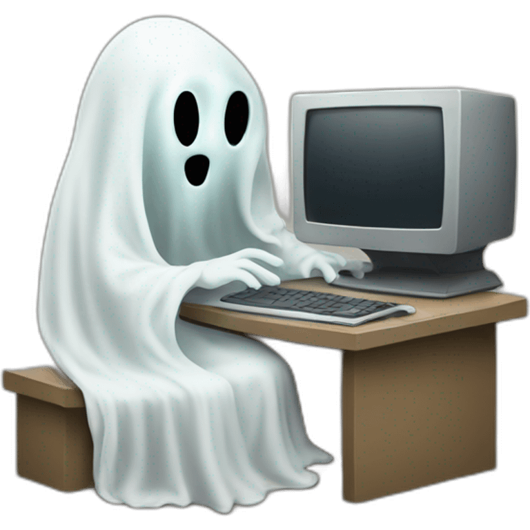 Ghost with a computer emoji