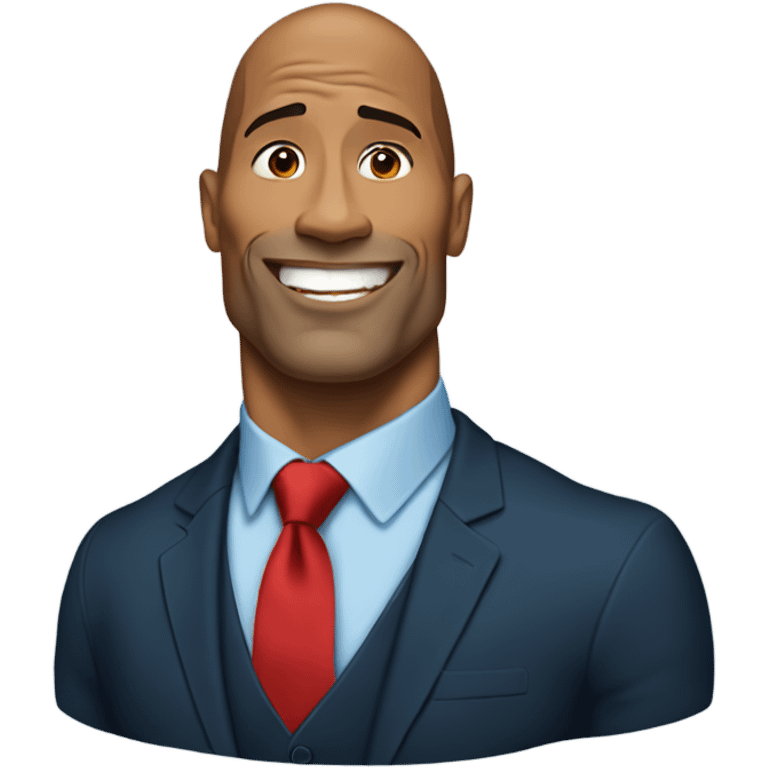 Dwayne Johnson wearing a red dress and a blue tie emoji