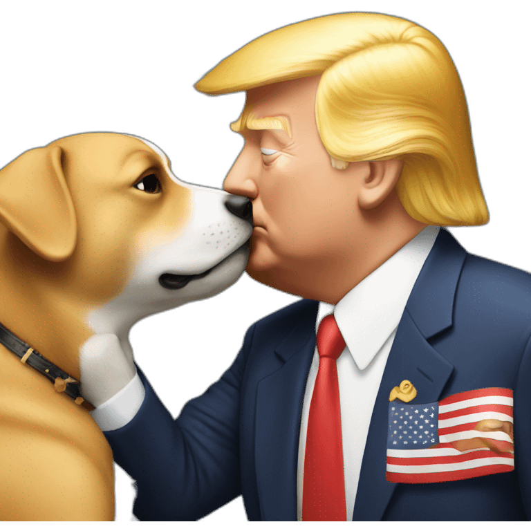 trump kissing a dog emoji