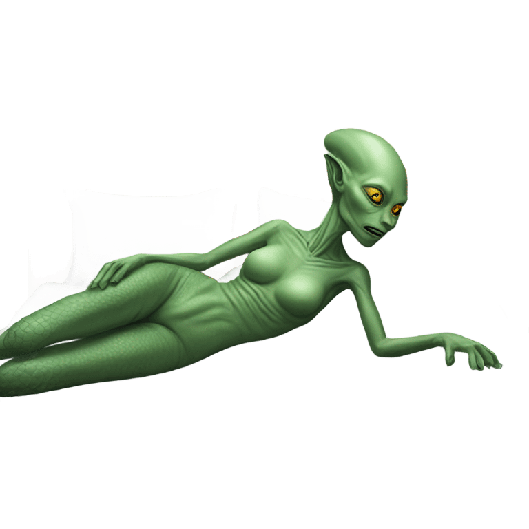 a Reptilian alien woman laying on the bed emoji