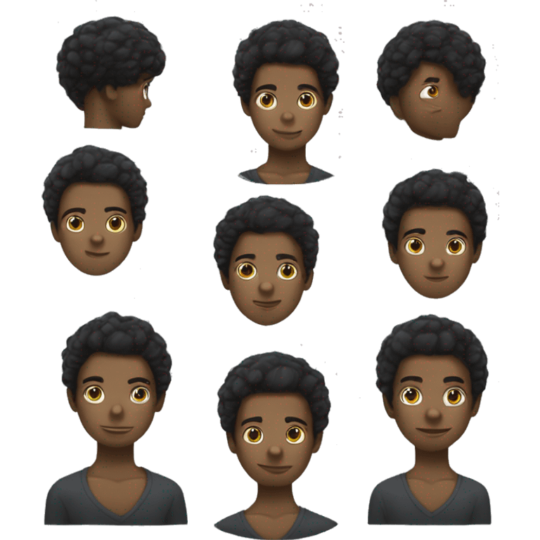 Garçon cheveux noirs court lisse yeux bleus emoji