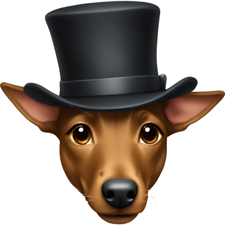 light brown kelpie with top hat emoji