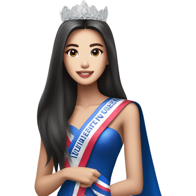 Miss Universe Thailand with long straight hair and a sash emoji