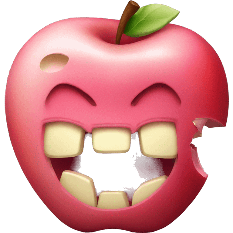 bitten pink apple emoji