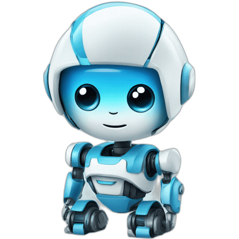 litlle robot in blue and white color. very cute and kind emoji