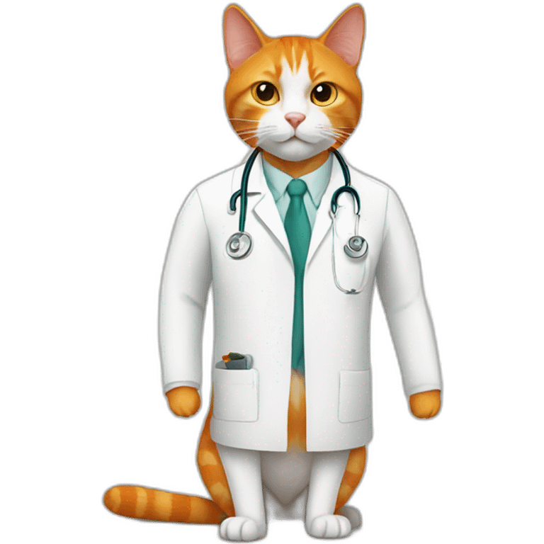 Orange cat doctor white jacket emoji