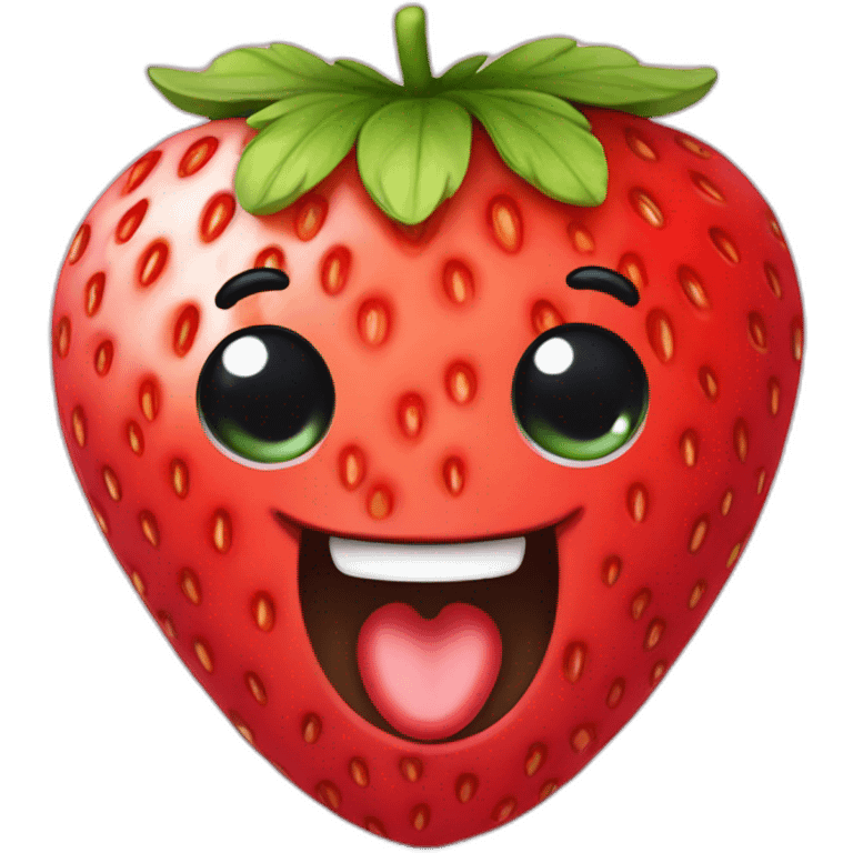 Strawberry with a cute face emoji