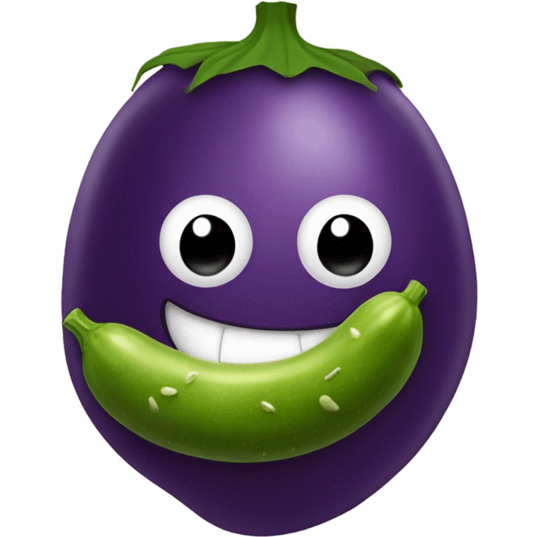 eggplant eating a pickle emoji