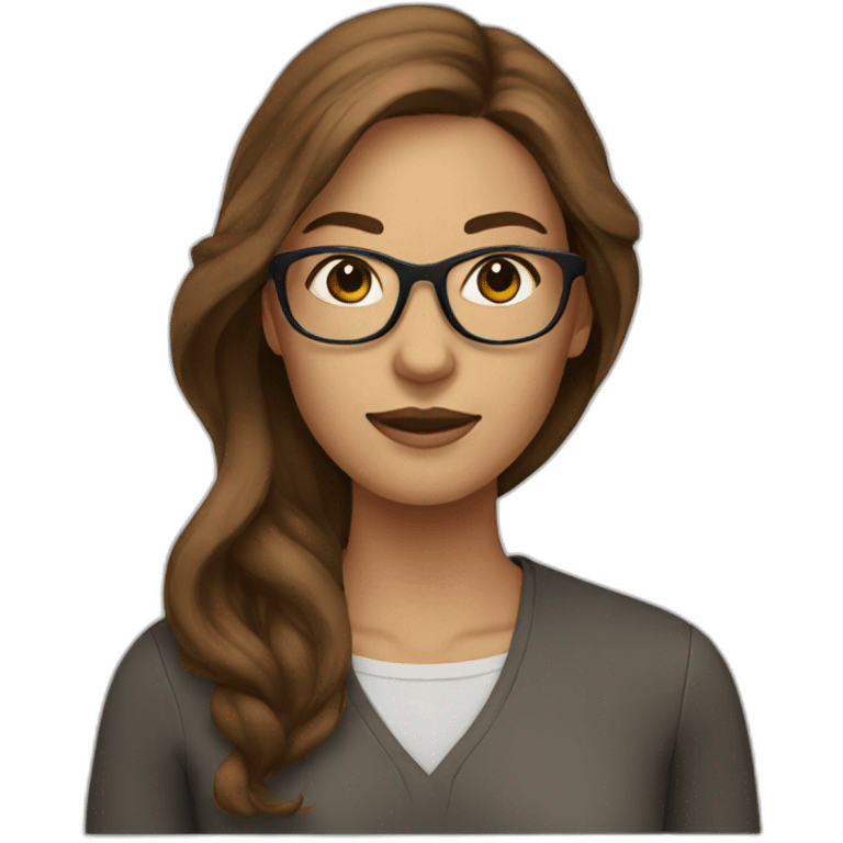 woman with long brown hair, with glasses emoji