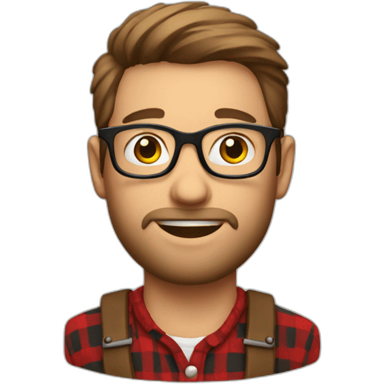 European guy wearing glasses and Lumberjack shirt emoji