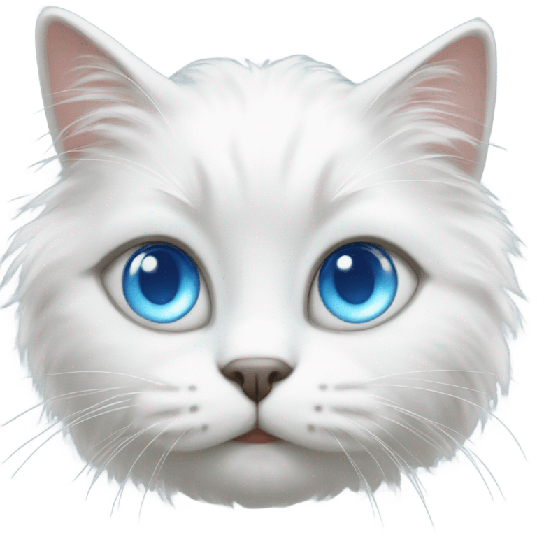 fluffy white cat with blue eyes emoji