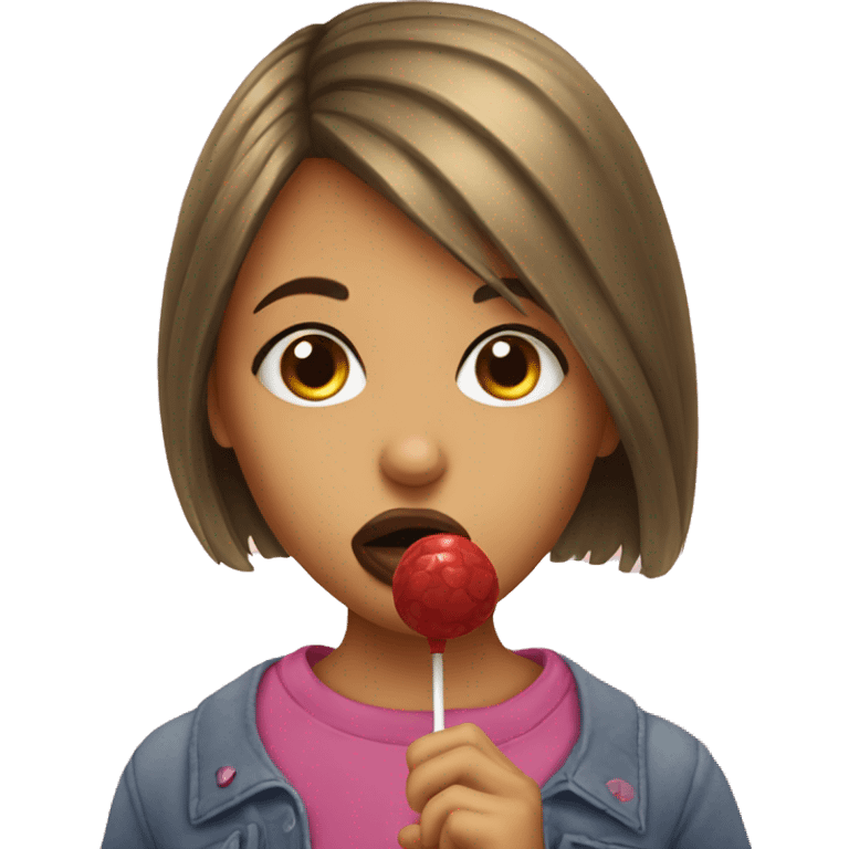 Girl sucking on a lollipop emoji