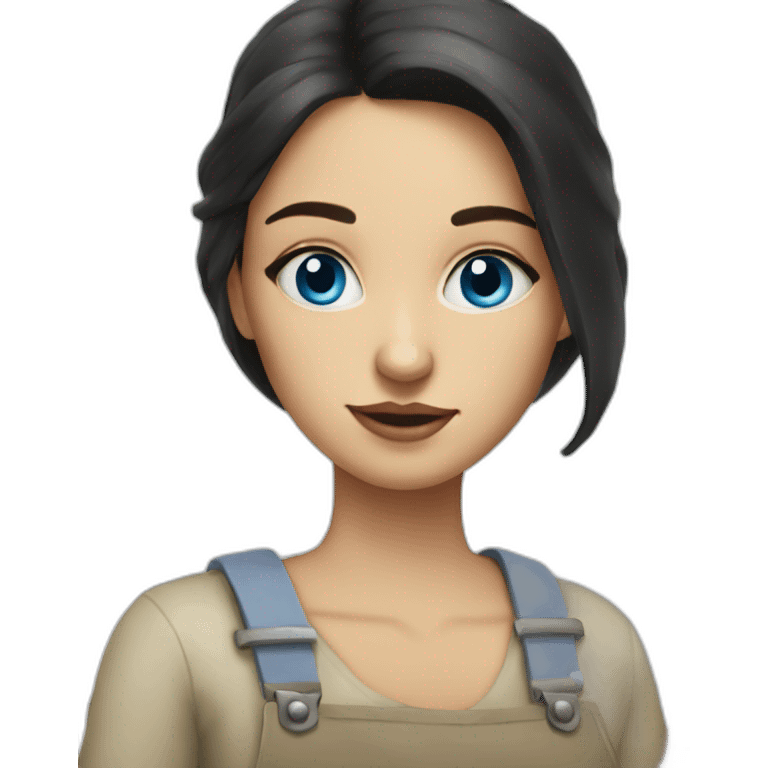 dark haired blue eyed woman painter emoji