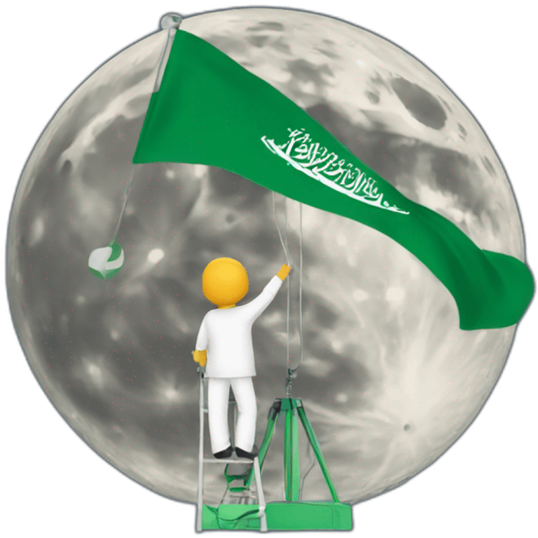 A person places the Saudi flag on the moon emoji