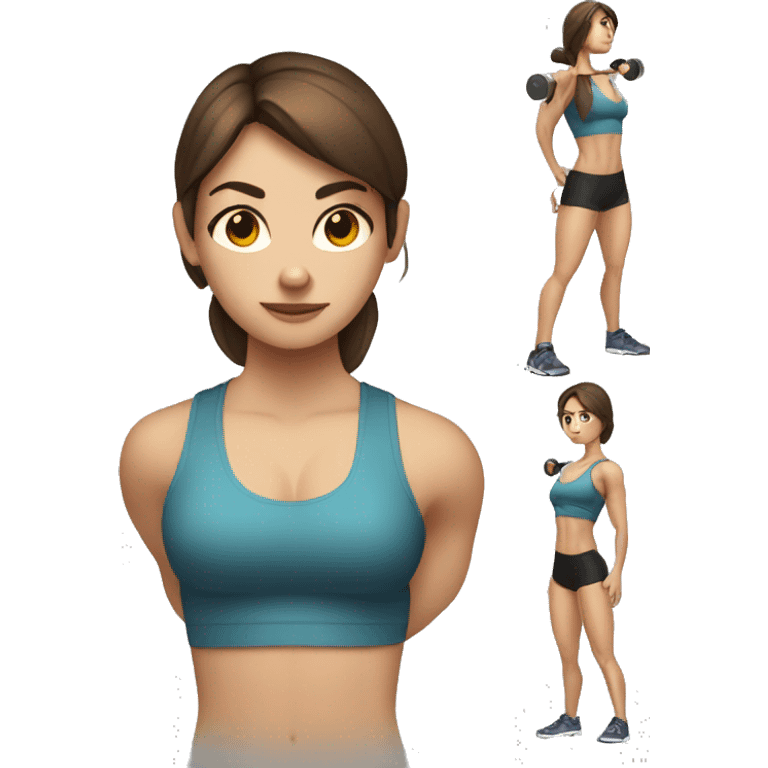 Deadlift exercise girl with brown hair and brown eyes  emoji