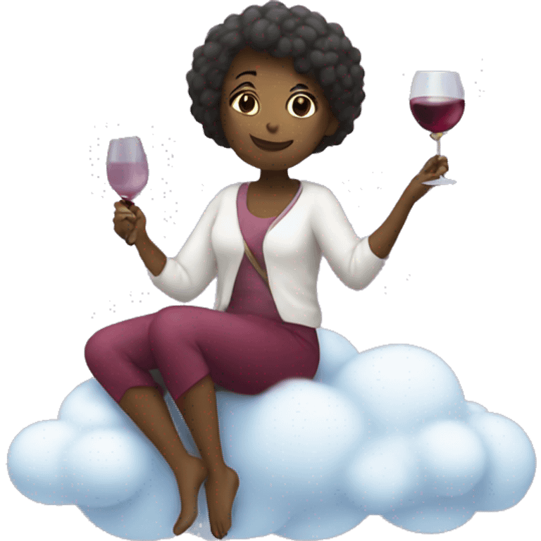 Girl drinking wine sitting on a cloud emoji