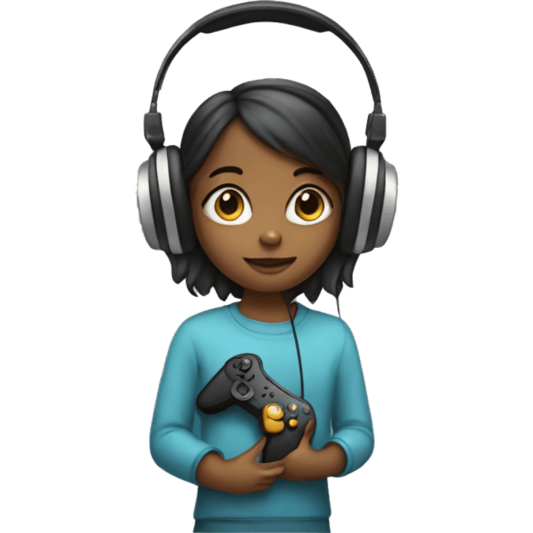 Little girl with headphone and controller emoji