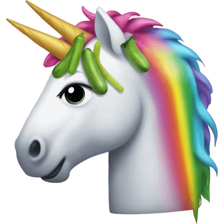 Rainbow unicorn with a pickle  emoji