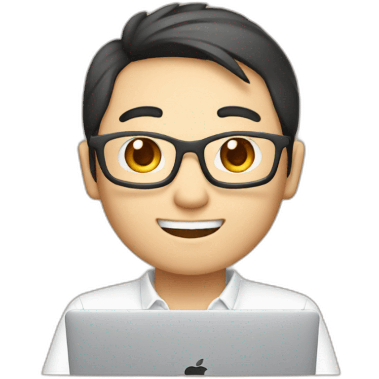 japanese software engineer no glasses with macbook emoji