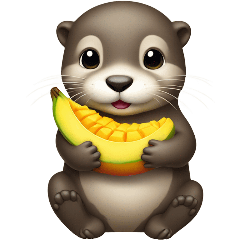 A cute otter eating a mango  emoji