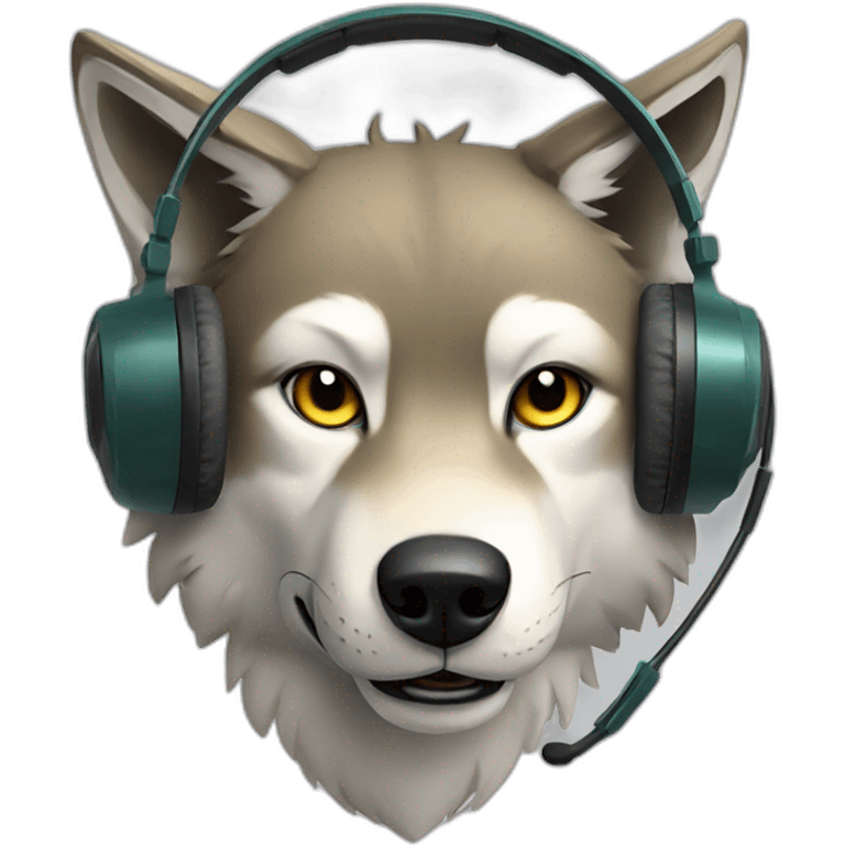 Wolf with Gaming headset emoji