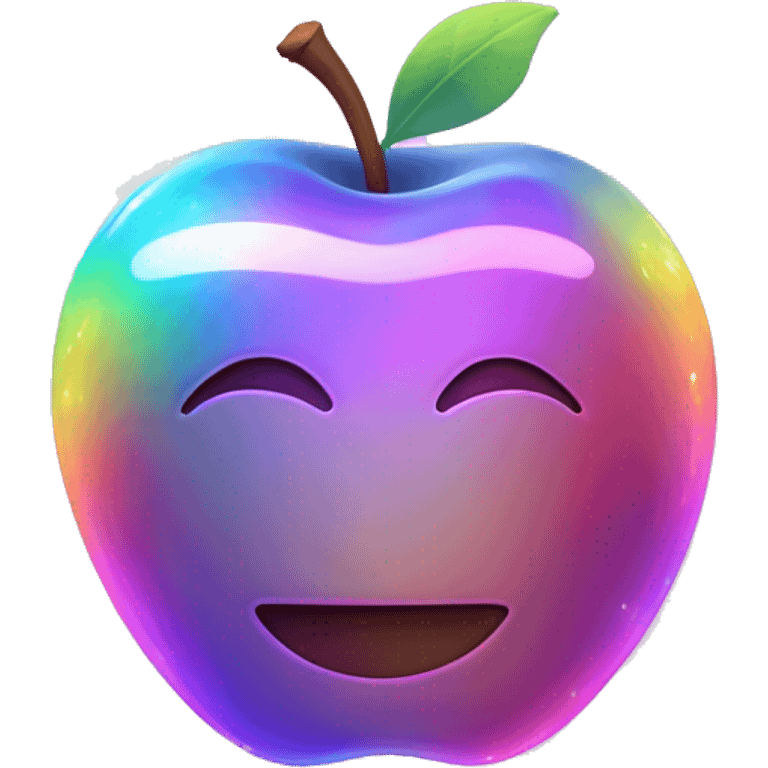 A sleek, holographic apple with a glowing, shifting gradient of colors, surrounded by subtle floating sparks and a soft, futuristic aura.

 emoji