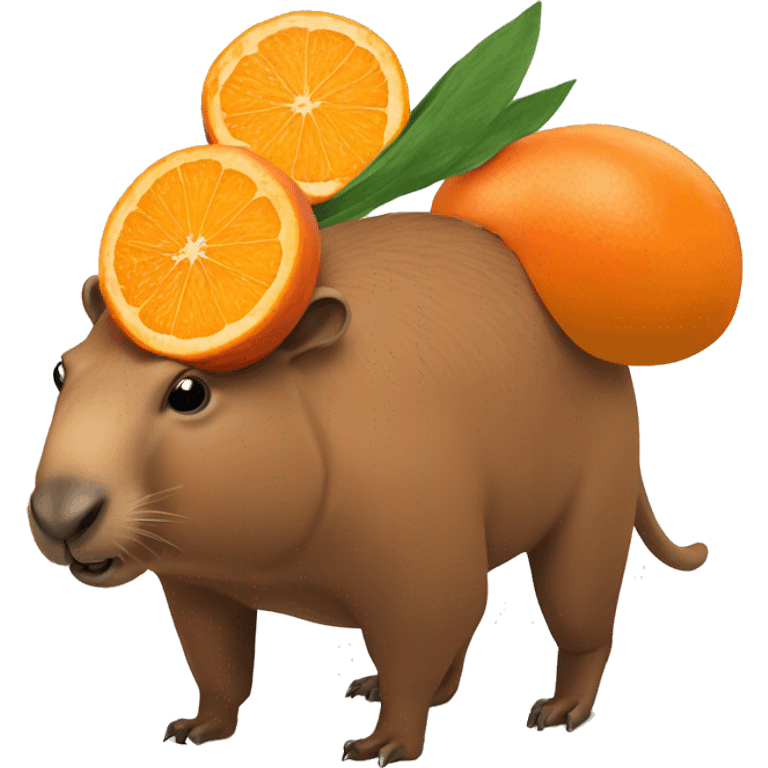 Capibara con una mandarina en la cabeza  emoji