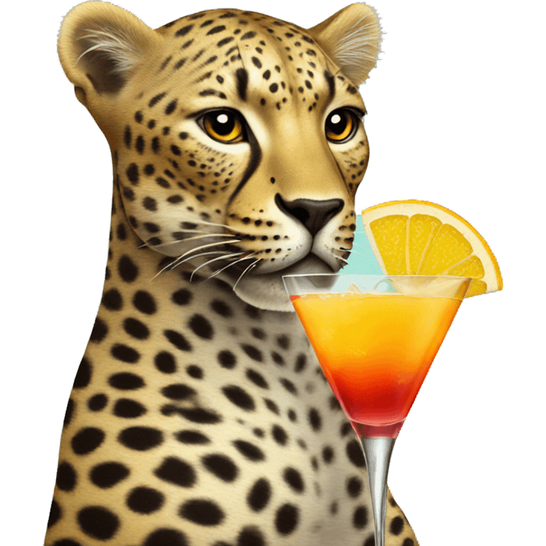 Leopard drinking cocktail emoji