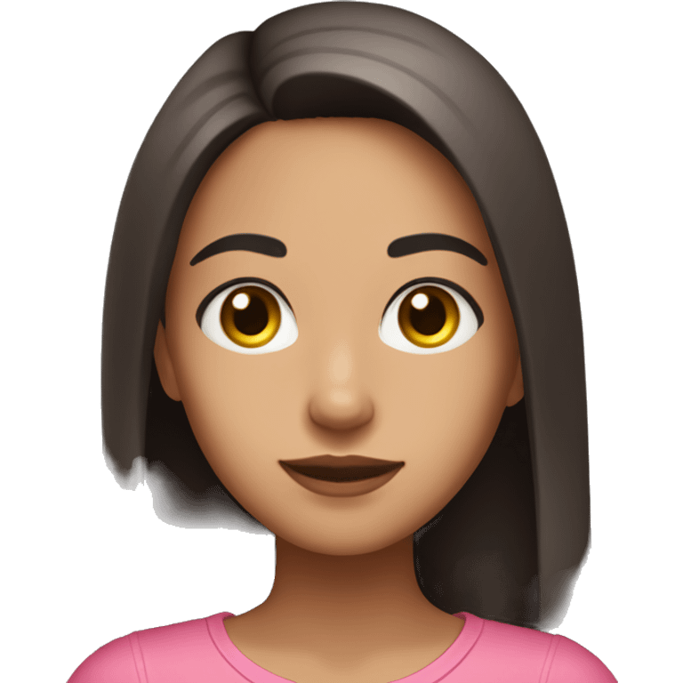 cute latina girl with straight long dark hair brown eyes in pink outfit emoji