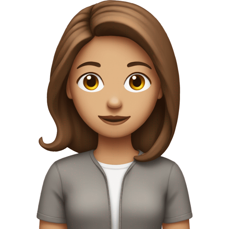 A brown hair girl with a computer pink  emoji