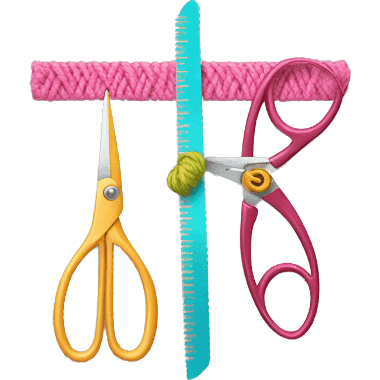 yarn ruler and scissors combines emoji