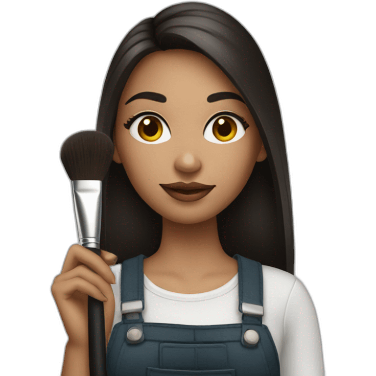 A makeup artist spanish girl with a makeup brush in her hand emoji