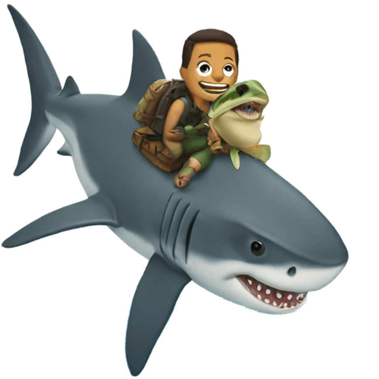 A shark riding a turtle emoji