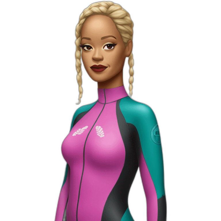 rihanna wearing a hawaii wetsuit hyperrealistic emoji