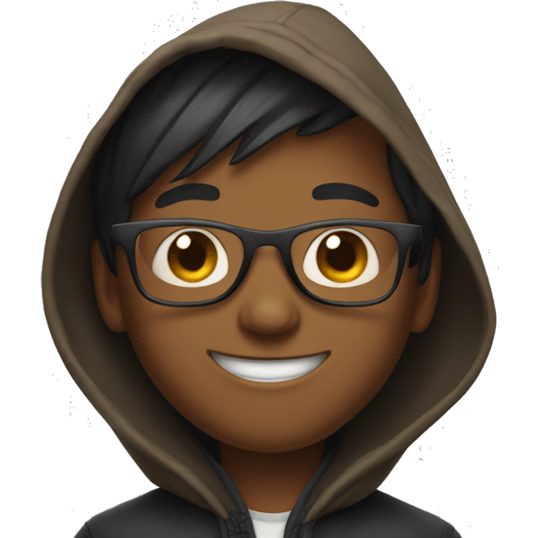 smiling boy in a hood with glasses  emoji