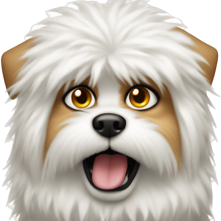 Angry white fluffy mini dog  emoji