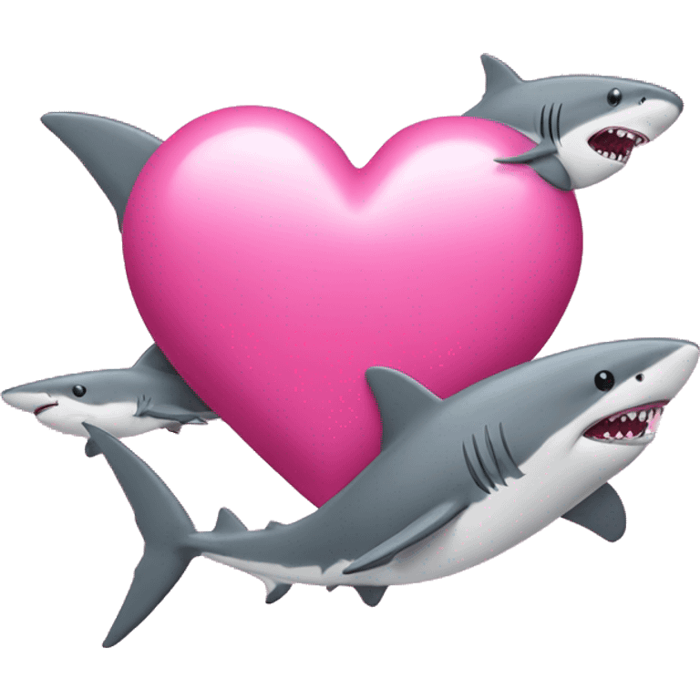 pink love heart with sharks emoji