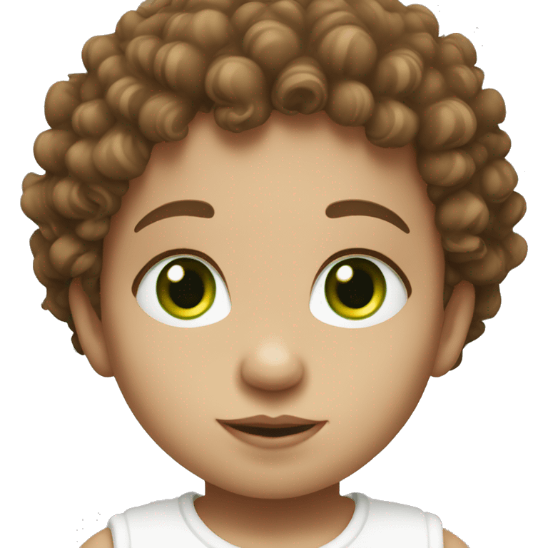 White baby with brown curly hair and green eyes emoji