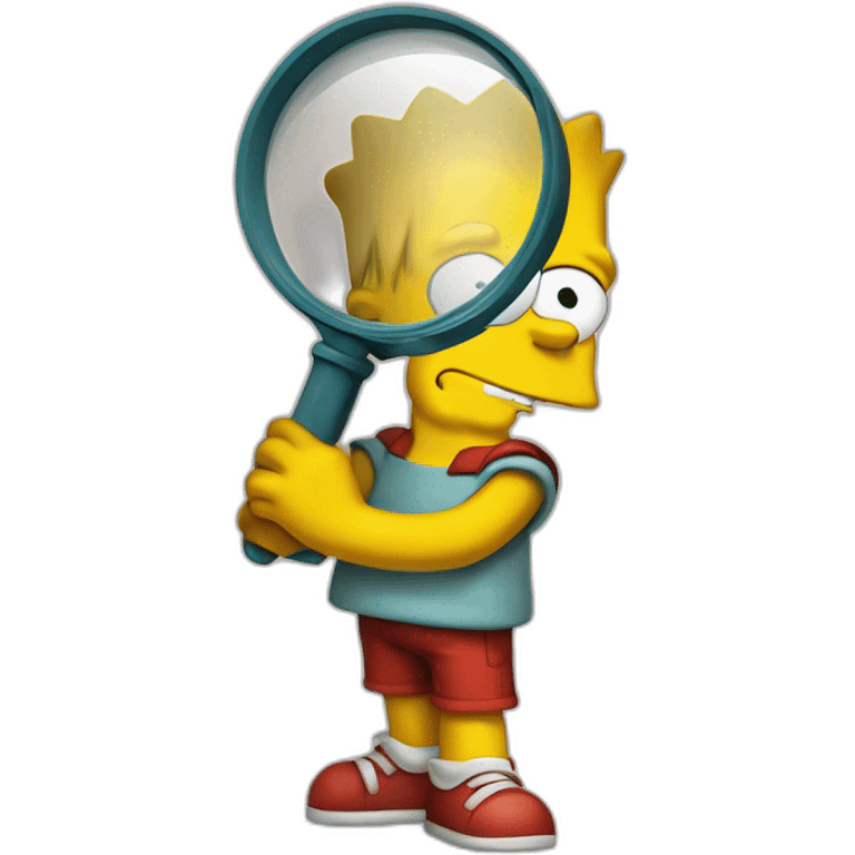 Bart Simpson holding a magnifying glass emoji