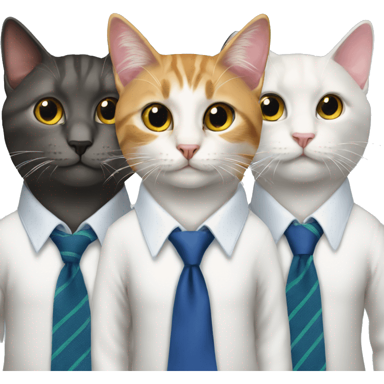 5 cats wearing neckties emoji