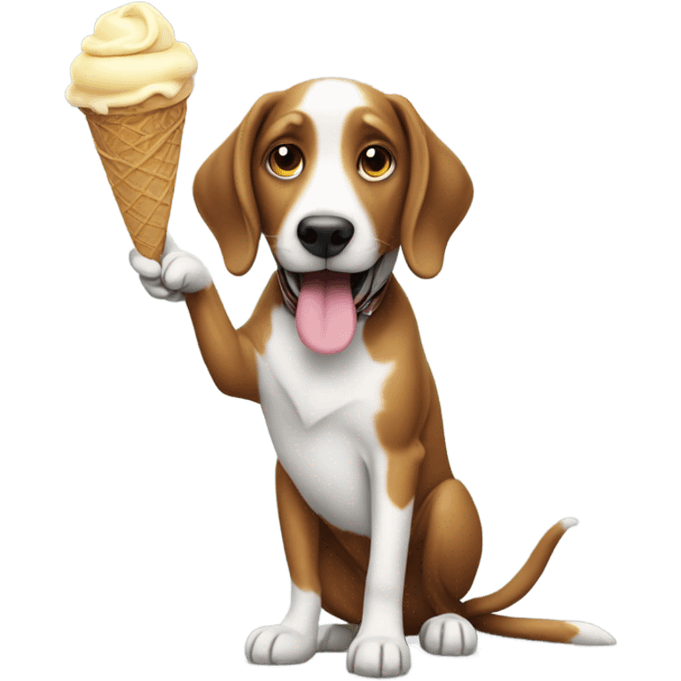 dog buying an ice cream with money emoji