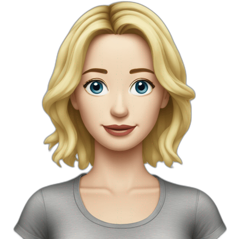 blonde Emily blunt wearing tee emoji