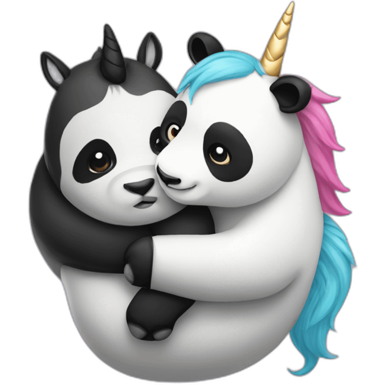 Unicorn hugging a panda emoji