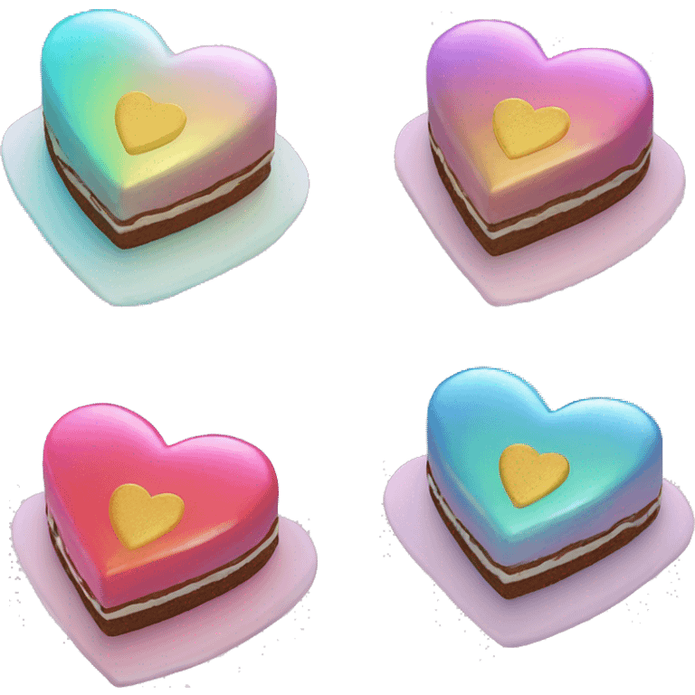 Iridescent heart shaped cake emoji