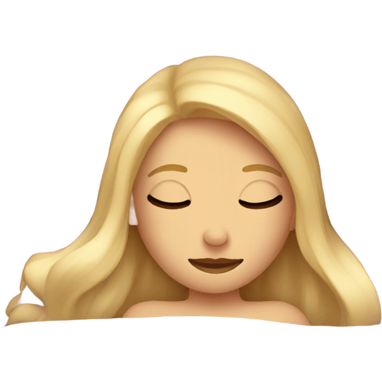 Blonde sleeping in bed with blanket emoji