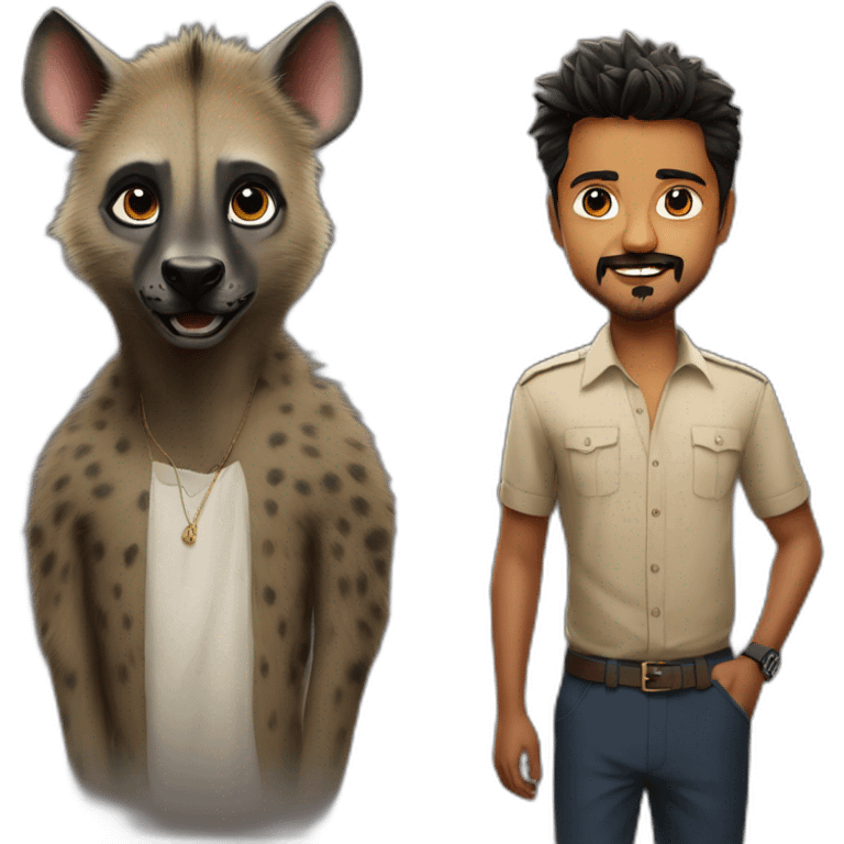 hyena and thalapathy vijay from the tamil movie leo emoji